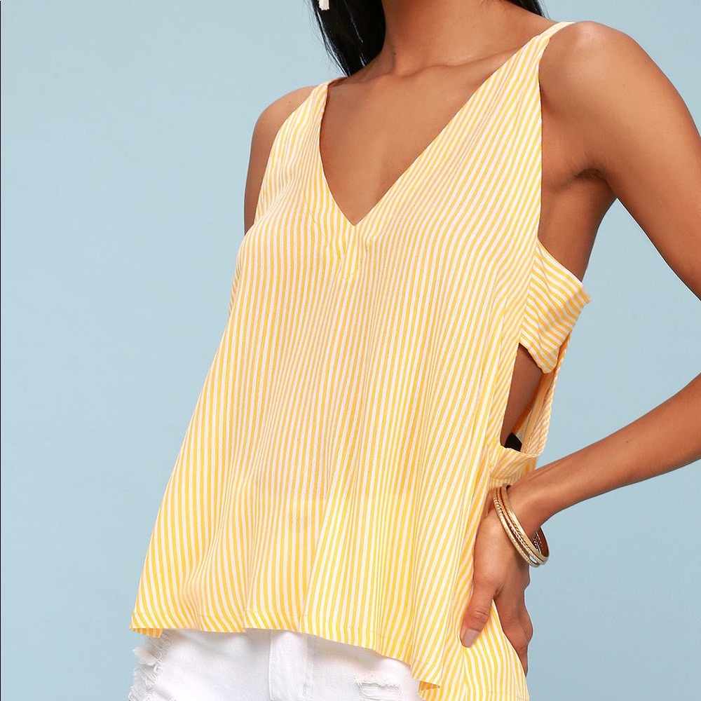 Lulus yellow tie back tank
